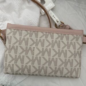 Michael Kors Pink and Cream Belt Bag with Monogram